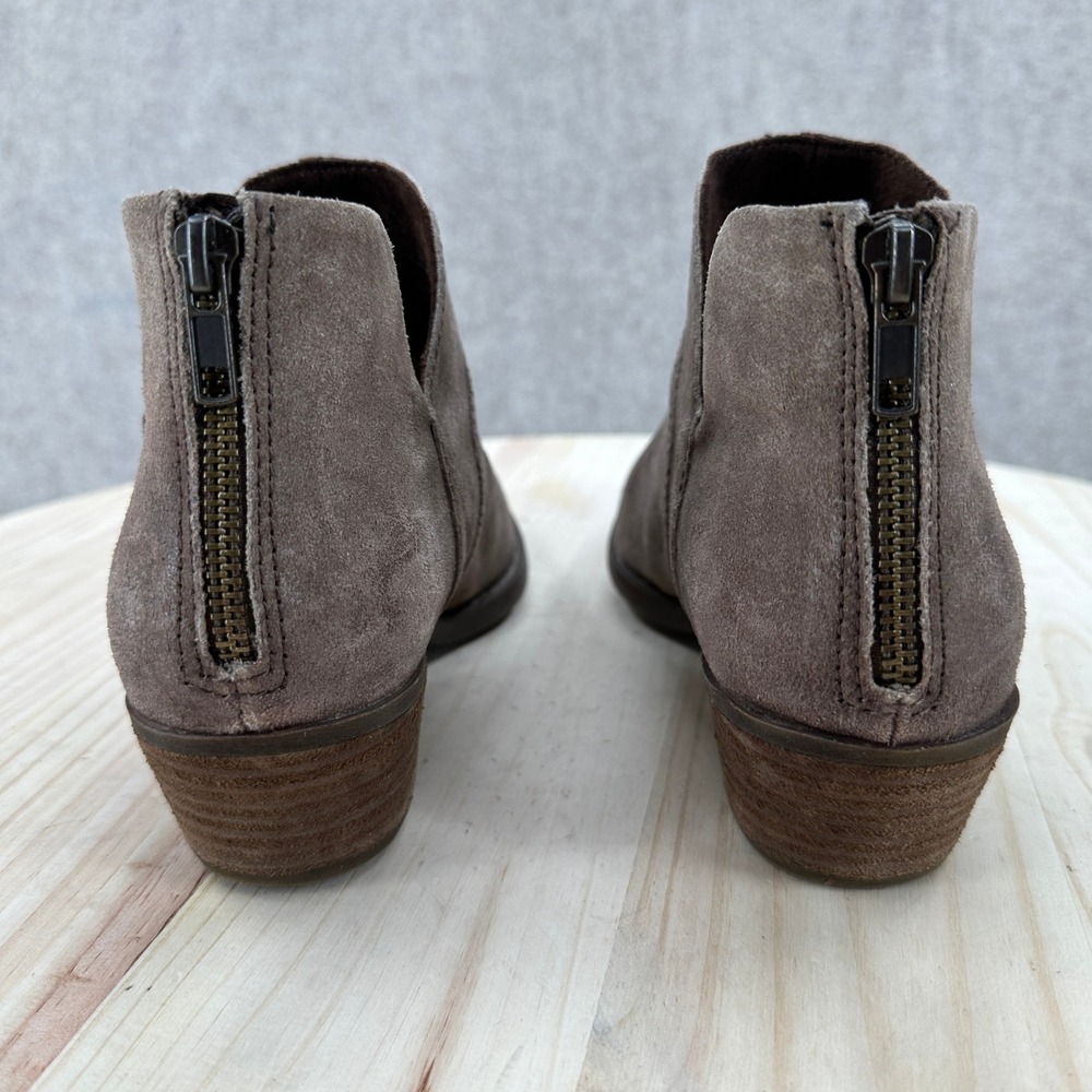 Born Sherri Taupe Suede Ankle Boots Back Zip Cutout Block Heel Brown Womens 8M - Picture 5 of 14